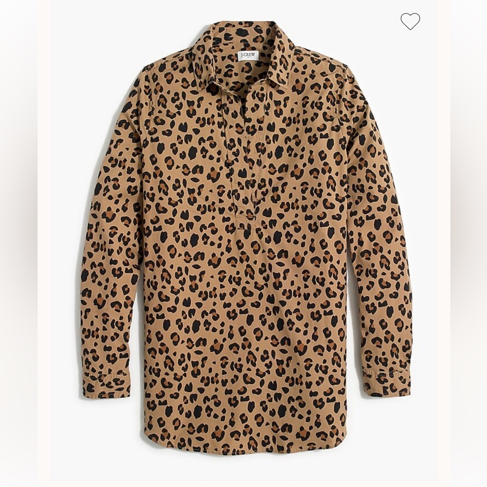 J. Crew Leopard high-low popover tunic top size Large